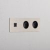 Grove Gniazdo USB-C 30 W i francusko/belgijskie typu E x 2 w potrójnej ramce – Satynowy nikiel, Czarny