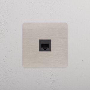 Kew Gniazdo RJ45 w pojedynczej ramce – Satynowy nikiel, Czarny
