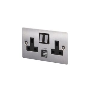 Gniazdo podwójne z USB Typ G UK 2G Standard Brytyjski – Srebrny (UK)