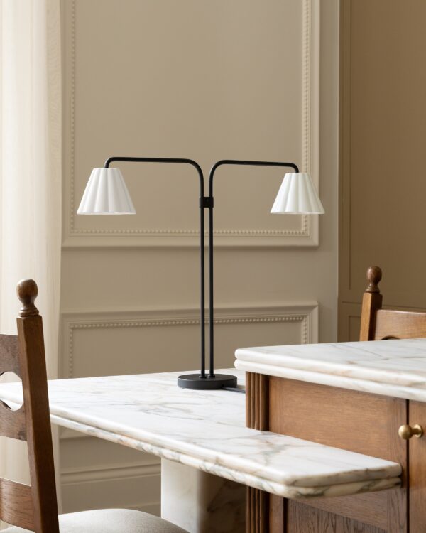 Cotswold podwójna lampa stołowa z delikatną porcelaną – Brąz
