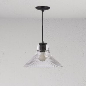 Hammersmith średnia lampa wisząca z ryflowanym szkłem – Brąz