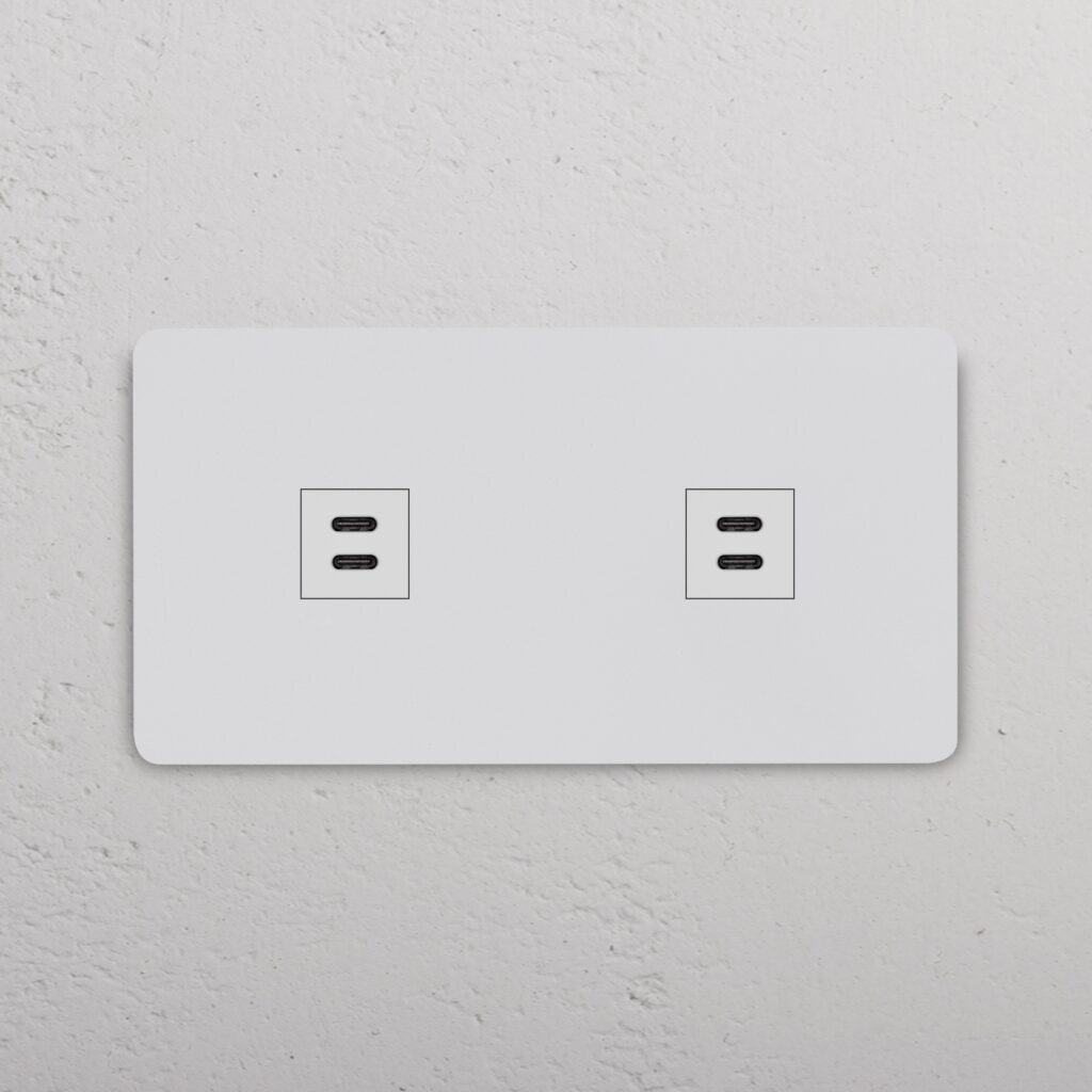 Grove Gniazdo USB-C 30 W x 2 w podwójnej ramce – Do malowania, Biały