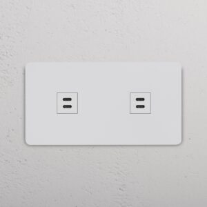 Grove Gniazdo USB-C 30 W x 2 w podwójnej ramce – Do malowania, Biały