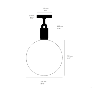 Lampa sufitowa z kloszem Forked L z Mlecznym Kloszem