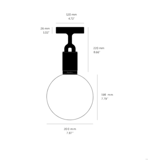 Lampa sufitowa z kloszem Forked M z Mlecznym Kloszem