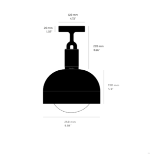 Lampa sufitowa Forked M z osłoną ową Srebrną i Dymionym Kloszem