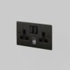Gniazdo 2G Plug Socket USB – Brązowy (UK)