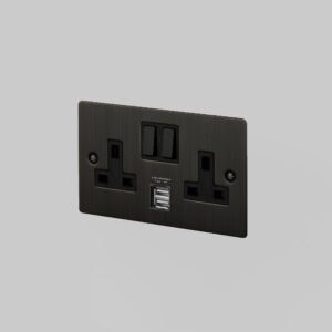 Gniazdo 2G Plug Socket USB – Brązowy (UK)