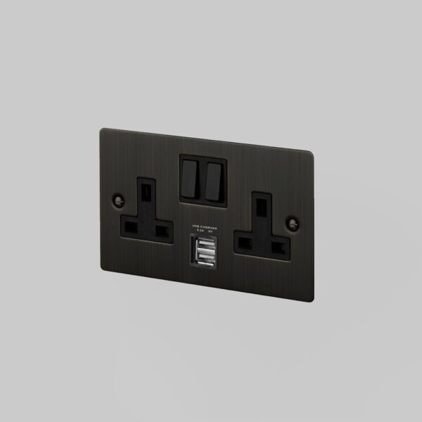Gniazdo 2G Plug Socket USB – Brązowy (UK)
