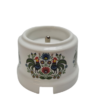 Ceramiczne natynkowe gniazdo French z bolcem uziemiającym  białe ze zdobieniem łowickiego koguta