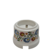 Ceramiczne natynkowe gniazdo French z bolcem uziemiającym  białe ze zdobieniem łowickim