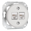 Ceramiczne podtynkowe gniazdo 2 x RJ45 białe, cat.5