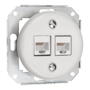 Ceramiczne podtynkowe gniazdo 2 x RJ45 białe, cat.5