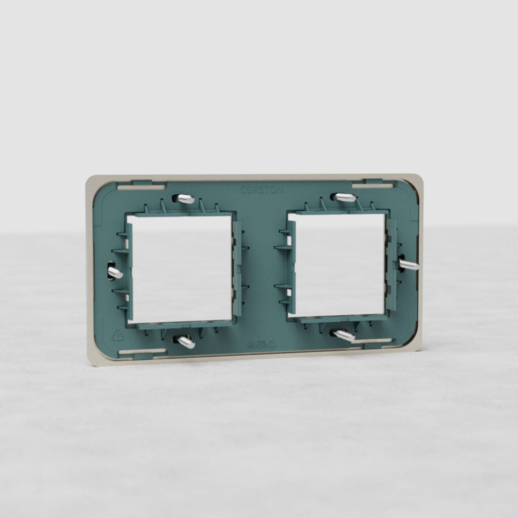 Grove Podwójna ramka modułowa na 2 x 45 mm moduły – Satynowy nikiel