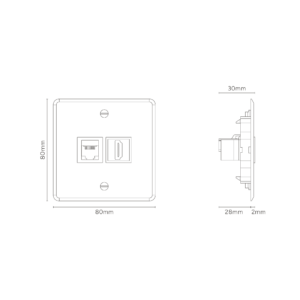 Kew Gniazdo RJ45 i HDMI w pojedynczej ramce – Przezroczysty, Czarny