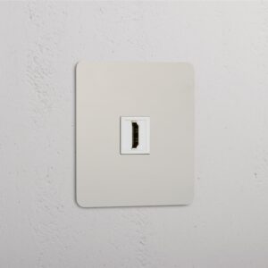 Kew Gniazdo HDMI w pojedynczej ramce – Polerowany nikiel, Biały