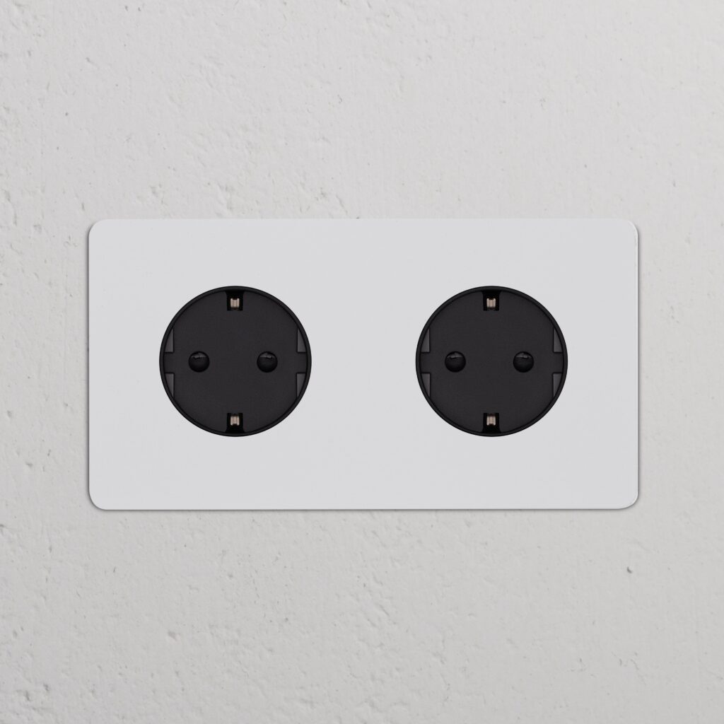 Kew Gniazdo Schuko typu F x 2 w podwójnej ramce – Do malowania, Czarny