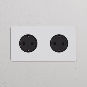 Kew Gniazdo Schuko typu F x 2 w podwójnej ramce – Do malowania, Czarny