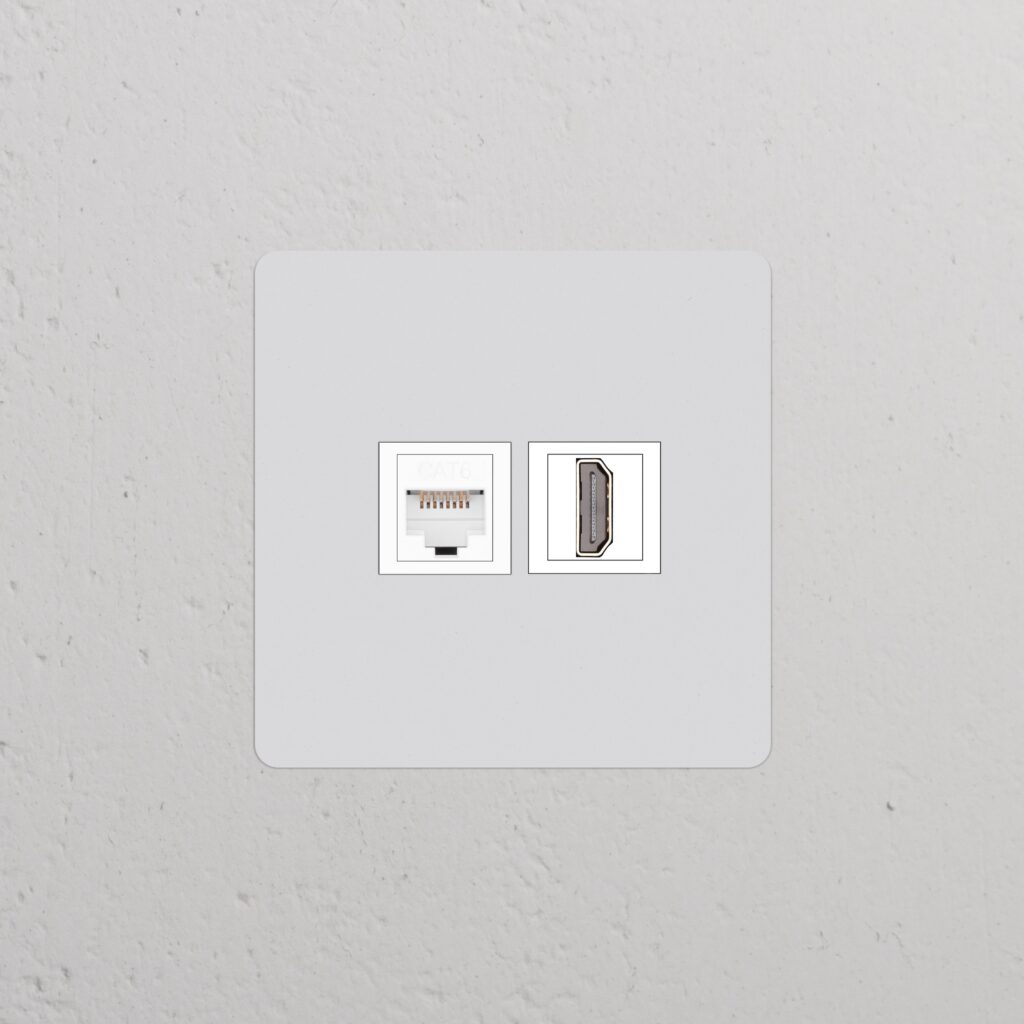 Kew Gniazdo RJ45 i HDMI w pojedynczej ramce – Do malowania, Biały