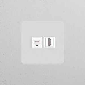 Kew Gniazdo RJ45 i HDMI w pojedynczej ramce – Do malowania, Biały