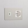 Kew Gniazdo USB-C 30 W i Schuko/Bipasso w podwójnej ramce – Polerowany nikiel, Biały