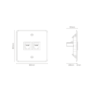 Kew Gniazdo RJ45 x 2 w pojedynczej ramce – Przezroczysty, Biały