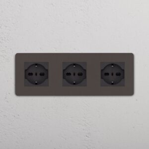 Grove Gniazdo Schuko/Bipasso x 3 w potrójnej ramce – Brąz, Czarny