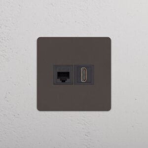 Grove Gniazdo RJ45 i HDMI w pojedynczej ramce – Brąz, Czarny