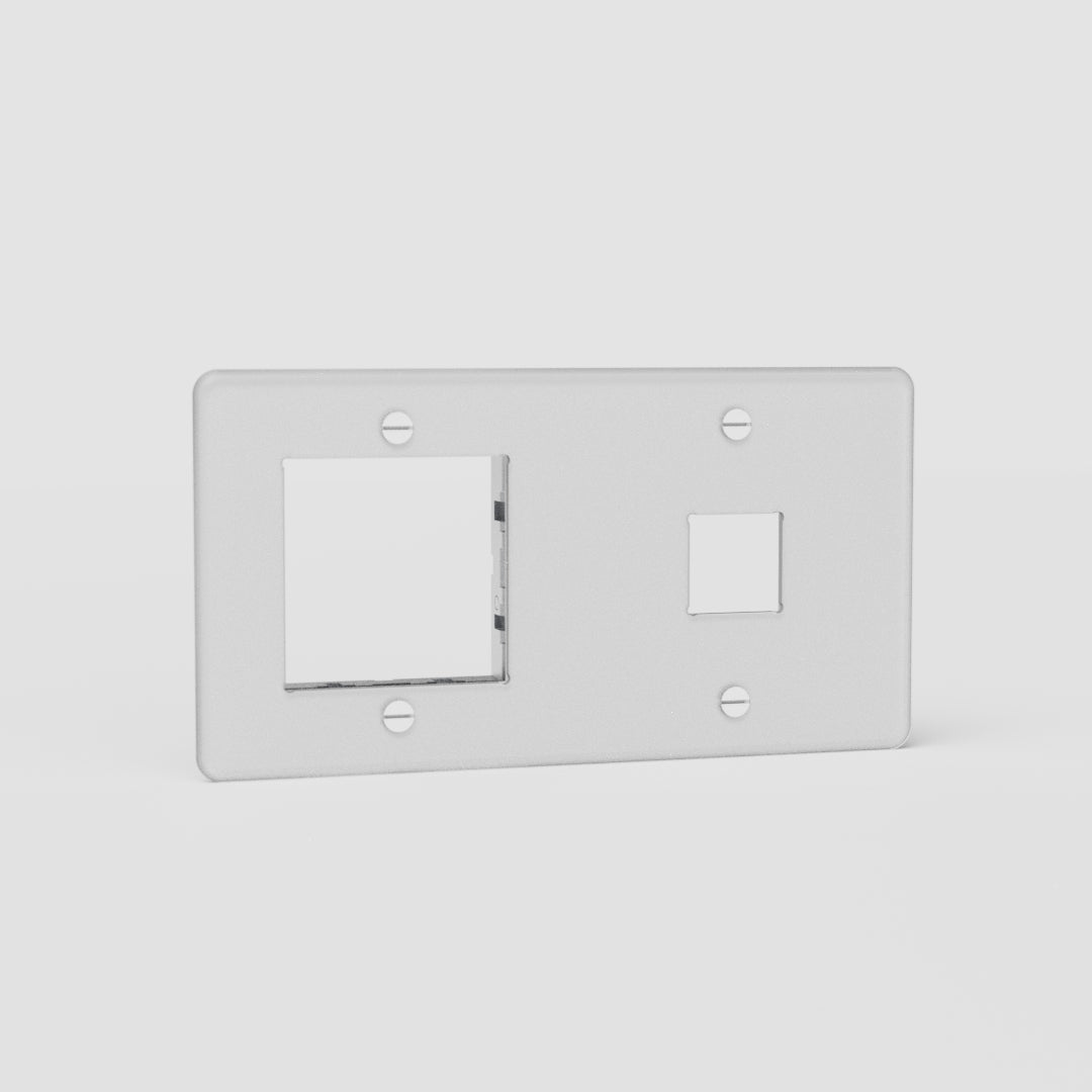 Kew Podwójna ramka modułowa na 1 x keystone oraz 1 x moduł 45 mm – Przezroczysty, Biały
