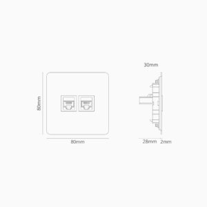 Kew Gniazdo RJ45 x 2 w pojedynczej ramce – Polerowany nikiel, Czarny