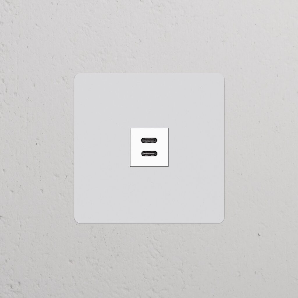 Kew Gniazdo USB-C 30 W w pojedynczej ramce – Do malowania, Biały