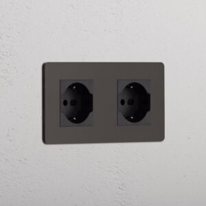 Grove Gniazdo Schuko/Bipasso x 2 w podwójnej ramce – Brąz, Czarny