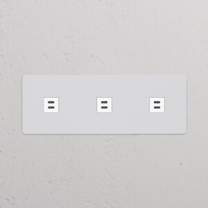 Kew Gniazdo USB-C 30 W x 3 w potrójnej ramce – Do malowania, Biały