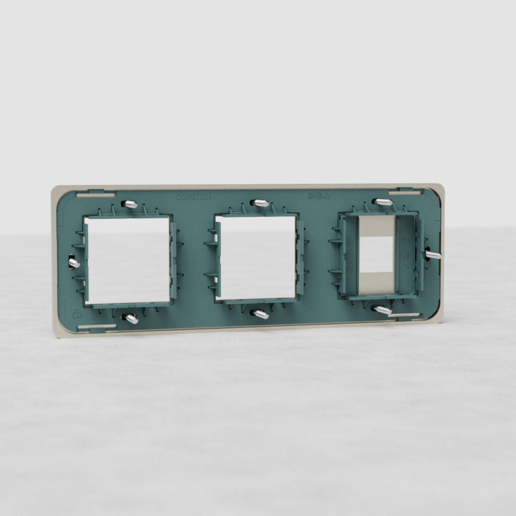 Grove Potrójna ramka modułowa na 2 x 45 mm moduły oraz 1 x keystone – Satynowy nikiel