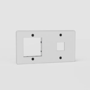 Kew Podwójna ramka modułowa na 1 x keystone oraz 1 x moduł 45 mm – Przezroczysty, Czarny