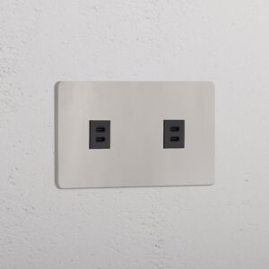 Grove Gniazdo USB-C 30 W x 2 w podwójnej ramce – Polerowany nikiel, Czarny