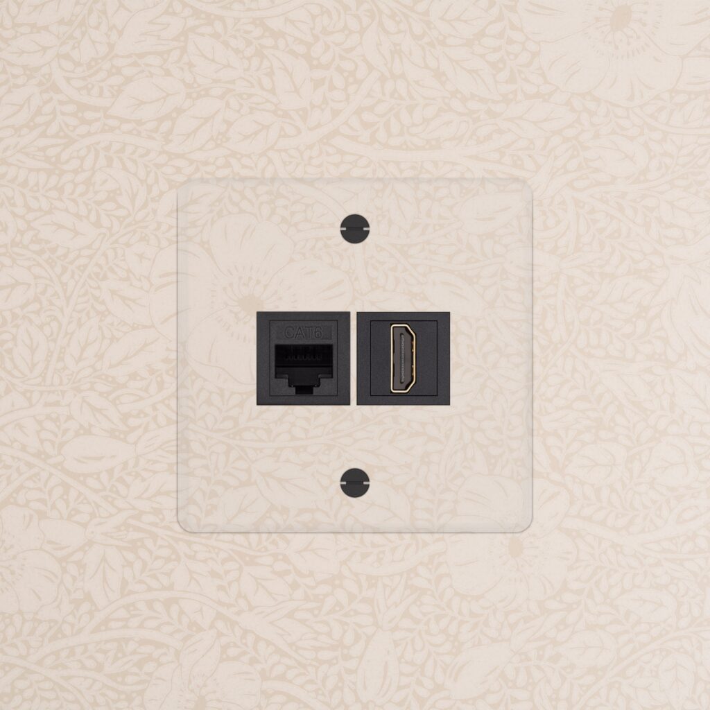 Kew Gniazdo RJ45 i HDMI w pojedynczej ramce – Przezroczysty, Czarny