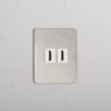 Grove Gniazdo HDMI x 2 w pojedynczej ramce – Polerowany nikiel, Biały