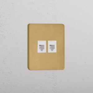 Grove Gniazdo RJ45 x 2 w pojedynczej ramce – Antyczny mosiądz, Biały