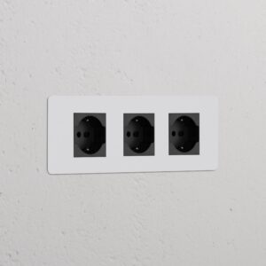 Kew Gniazdo Schuko/Bipasso x 3 w potrójnej ramce – Do malowania, Czarny