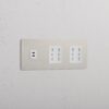 Grove Gniazdo USB-C 30 W i Bipasso x 4 w potrójnej ramce – Polerowany nikiel, Biały