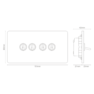Grove IT Grove 4-Module 4x Toggle Switch – Paintable Satin Nickel