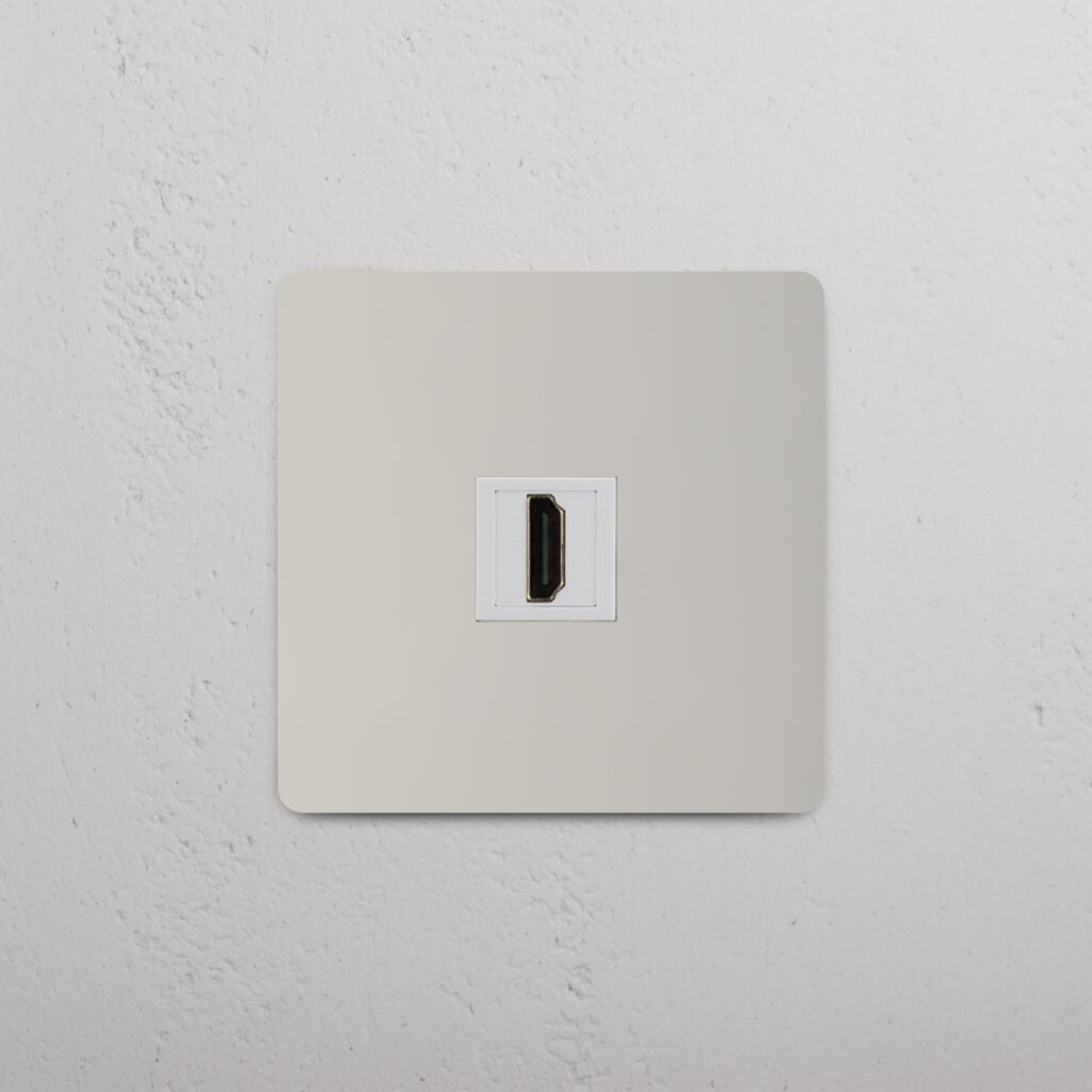 Kew Gniazdo HDMI w pojedynczej ramce – Polerowany nikiel, Biały