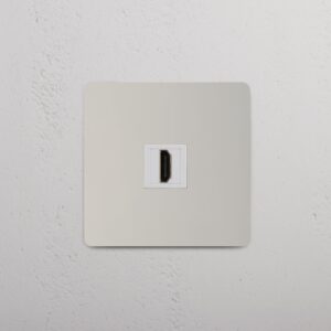 Kew Gniazdo HDMI w pojedynczej ramce – Polerowany nikiel, Biały