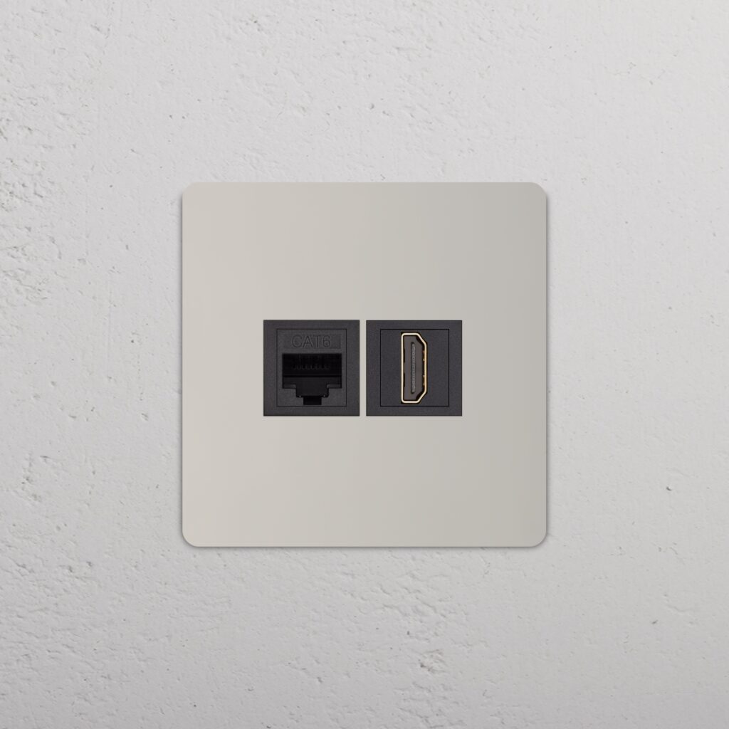 Grove Gniazdo RJ45 i HDMI w pojedynczej ramce – Polerowany nikiel, Czarny