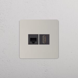Grove Gniazdo RJ45 i HDMI w pojedynczej ramce – Polerowany nikiel, Czarny