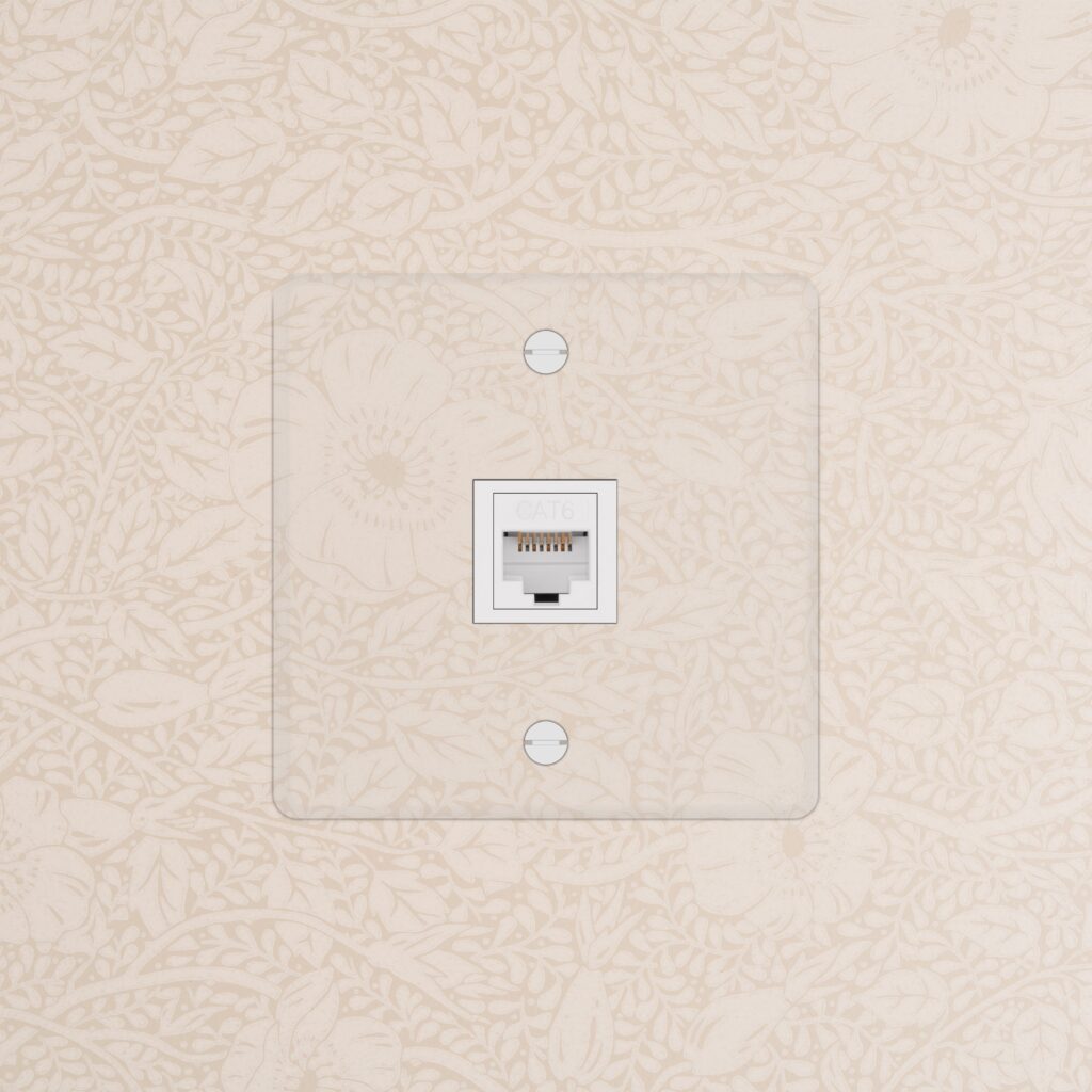 Kew Gniazdo RJ45 w pojedynczej ramce – Przezroczysty, Biały