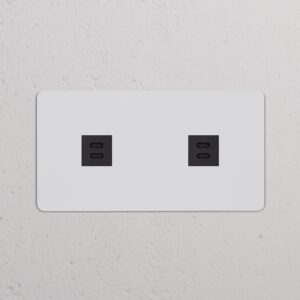 Kew Gniazdo USB-C 30 W x 2 w podwójnej ramce – Do malowania, Czarny