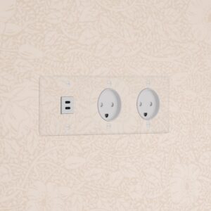 Kew Gniazdo USB-C 30 W i duńskie typu K x 2 w potrójnej ramce – Przezroczysty, Biały