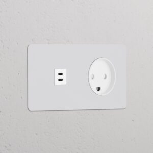 Kew Gniazdo USB-C 30 W i duńskie typu K w podwójnej ramce – Do malowania, Biały